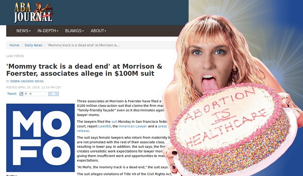 Larren Nasheslksy wants you to kill your baby for Morrison Foerster because it aint personal - its just Business The MoFo exec ctee at BigLaw Morrison Foerster figured out a way to feign caring for WomenInLaw while reducing expensive turnover caused by Motherhood