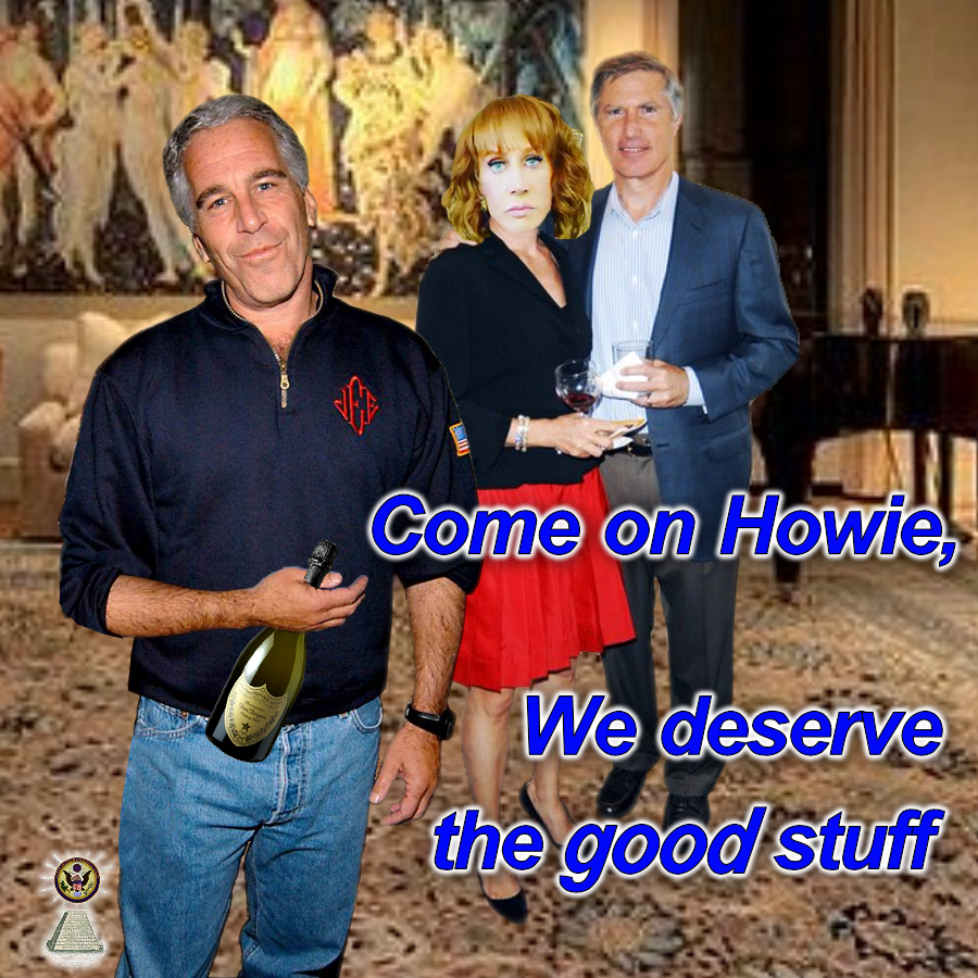 Howie dont be cheap, we deserve the GOOD stuff Jeff Epstein hanging with Bruce Karsh of Oaktree Capital at Howard Marks apartment