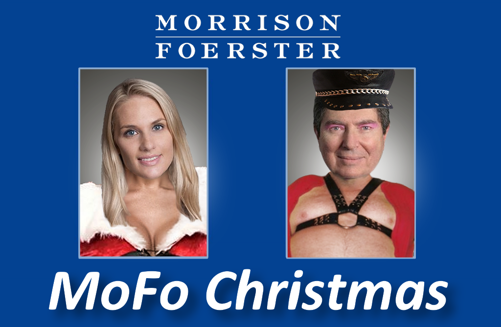 Kinky Christmas wishes from your MoFo's Jennifer Marines & James Peck Morrison Foerster's Christmas starring Jennifer Marines Esq and #WifeBeater Ex Judge James Peck