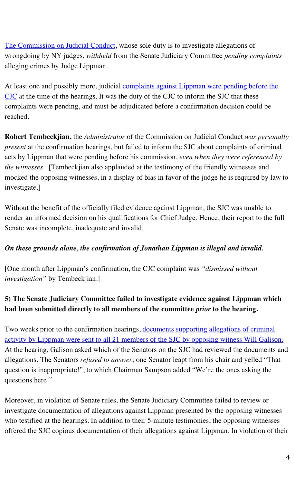 Complaint against Judge Lippmann to Preet Bharara page 4