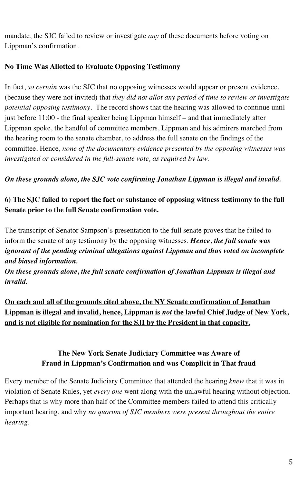 Complaint against Judge Lippmann to Preet Bharara page 5