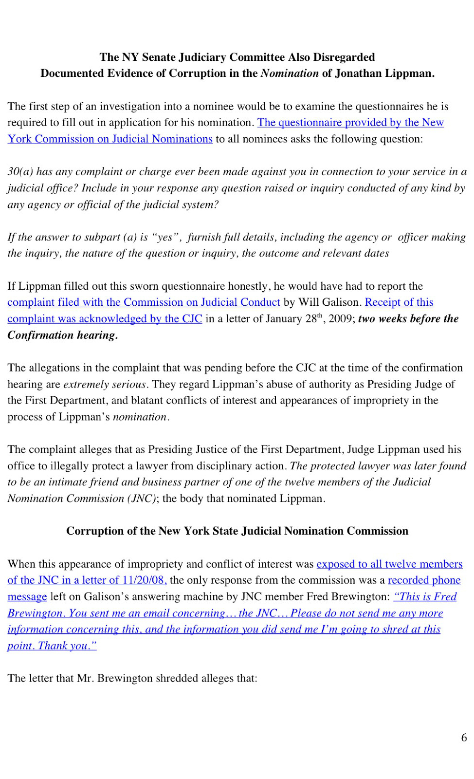 Complaint against Judge Lippmann to Preet Bharara page 6