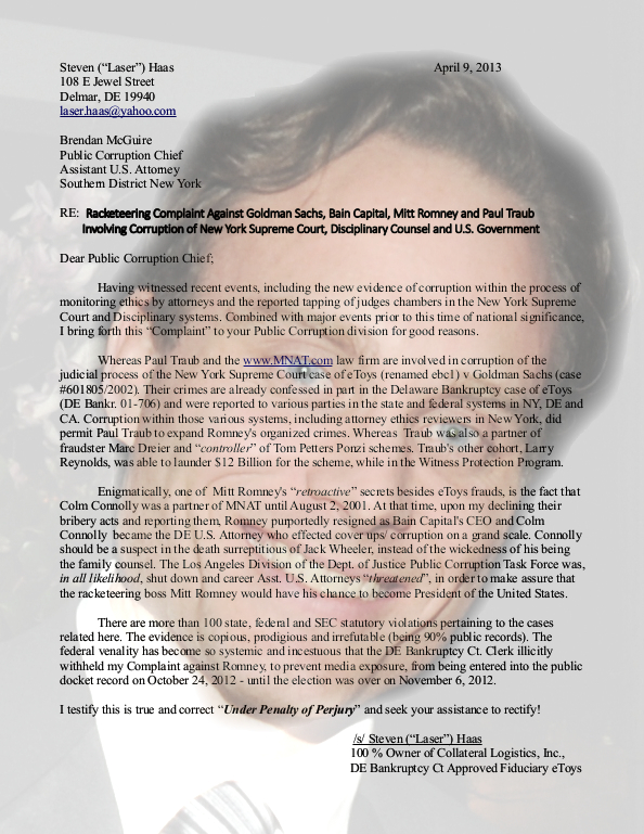 Brendan R. McGuire - DOJ Public Corruption Chief - Southern District of New York Brendan R. McGuire gets woven into eToys Crime and Cover-Up